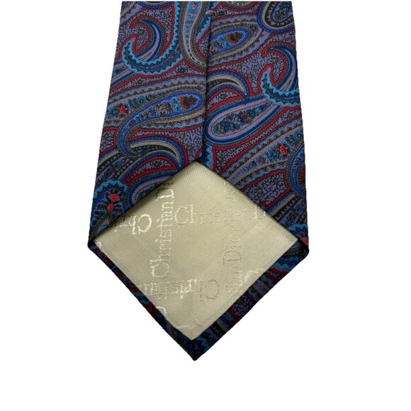 Christian Dior Red Blue Paisley‎ Imported Silk Men's Necktie 55.75" x 3" - Picture 5 of 6